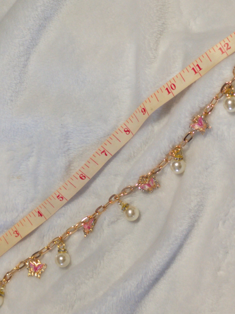 Gold-Tone Pink Butterfly & Pearl Purse/ Wallet Bag Extender Chain - Picture 3 of 3